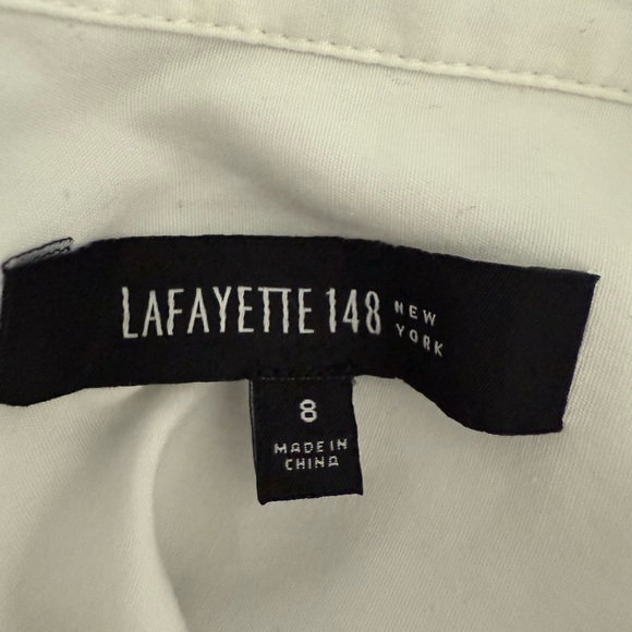 Lafayette 148 White Long Sleeve Tunic Top with Pockets-Size 8 - Picture 8 of 12